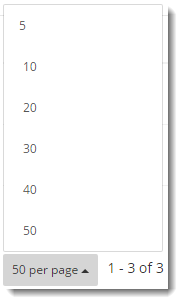 Select number of events to display per page